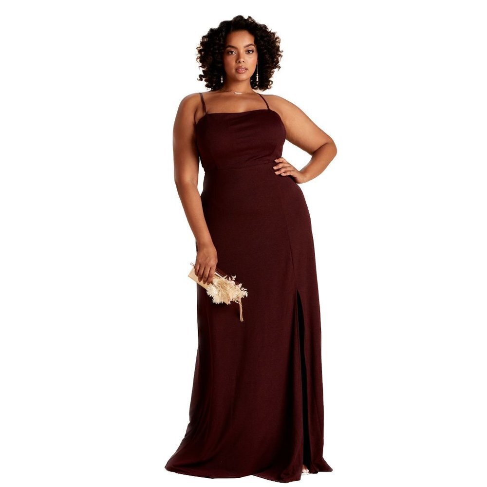 BIRDY GREY Benny Crepe Tie Back Bridesmaid Formal Dress in Cabernet